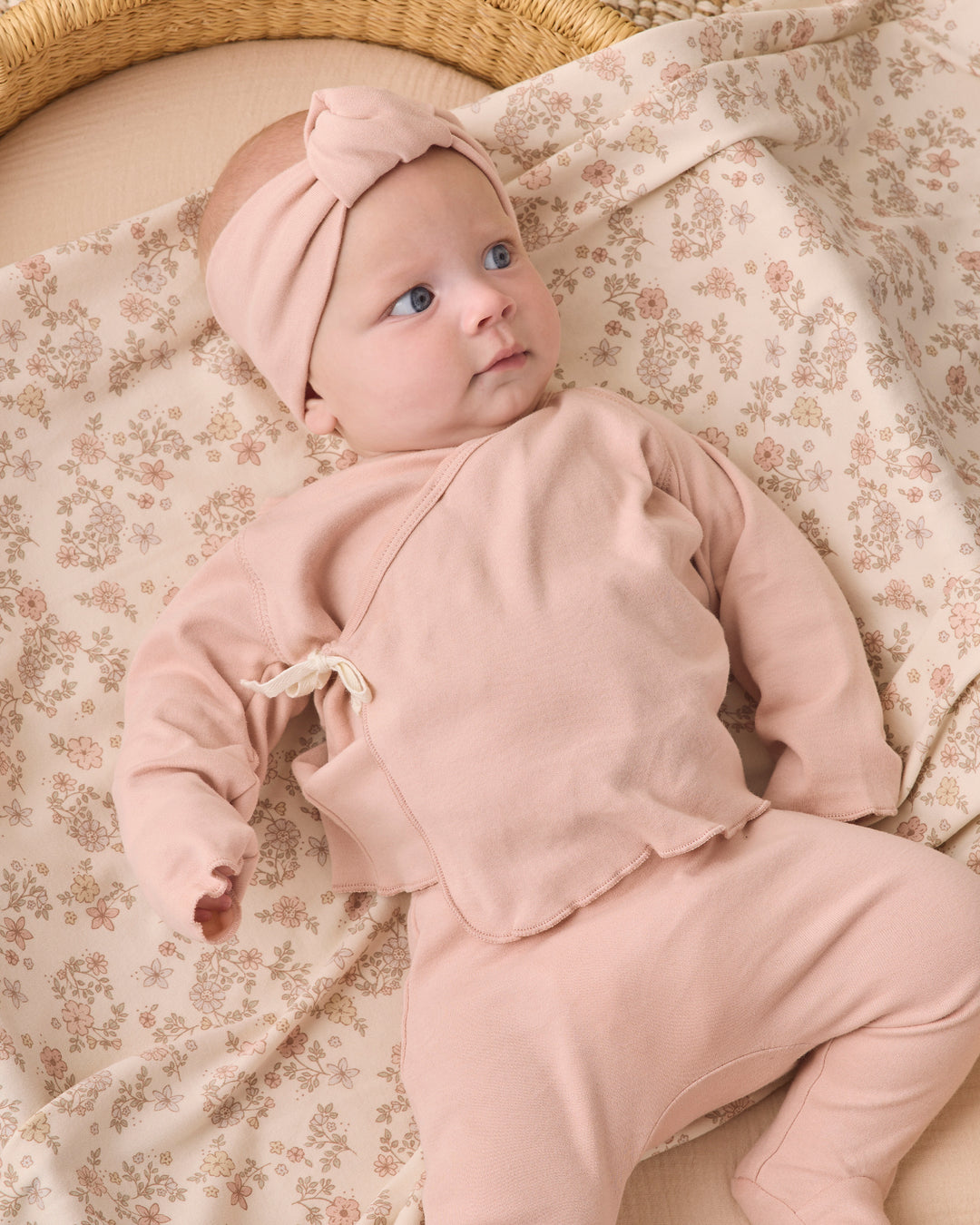Quincy Mae Wrap Top + Footied Pant Set- Dusty Rose