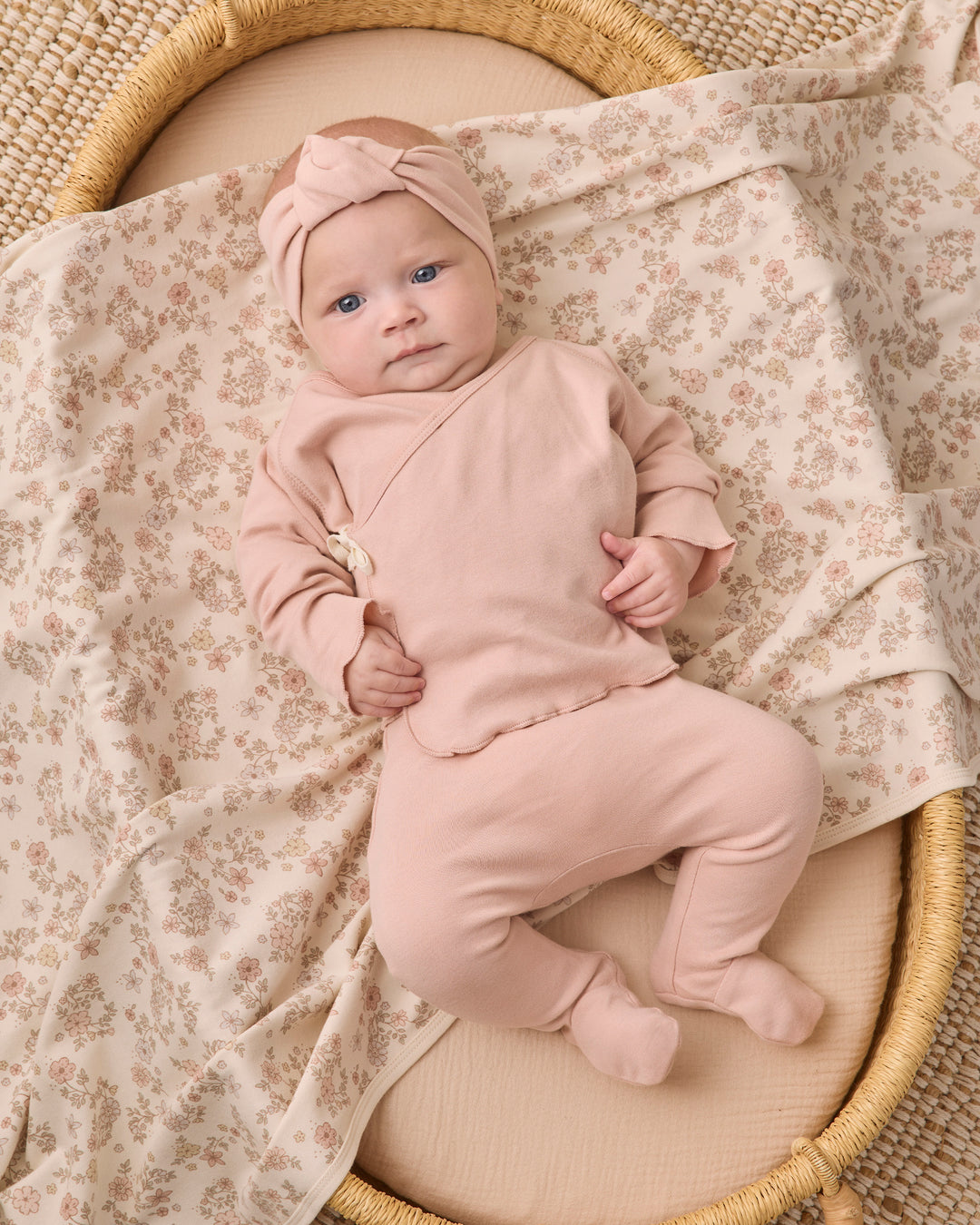 Quincy Mae Wrap Top + Footied Pant Set- Dusty Rose
