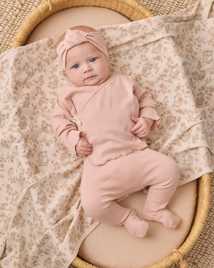 Quincy Mae Wrap Top + Footied Pant Set- Dusty Rose