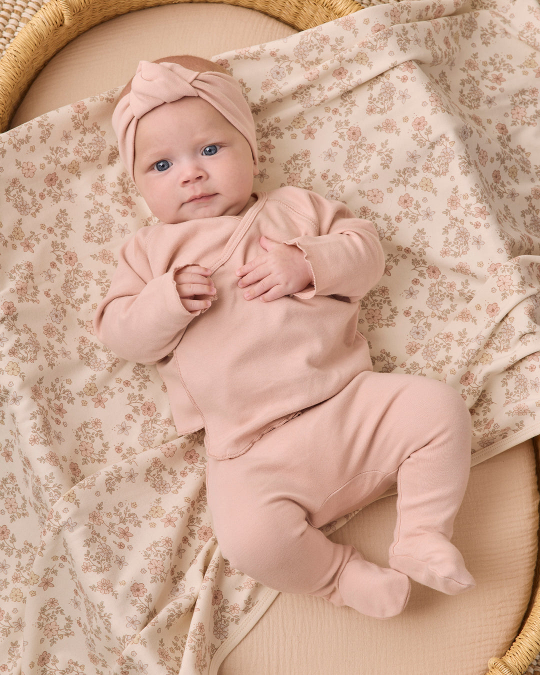 Quincy Mae Wrap Top + Footied Pant Set- Dusty Rose