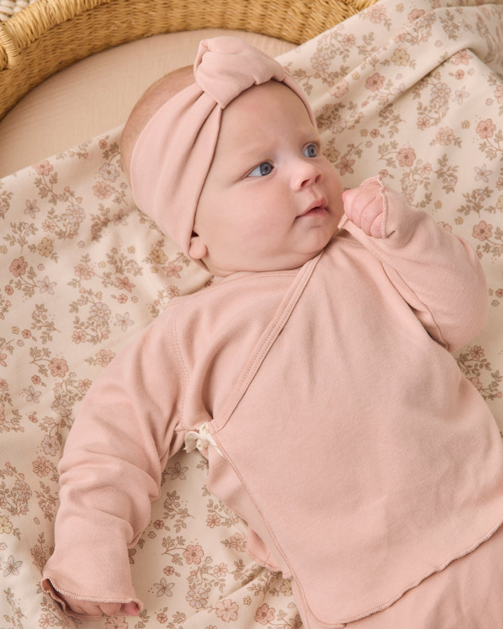 Quincy Mae Wrap Top + Footied Pant Set- Dusty Rose
