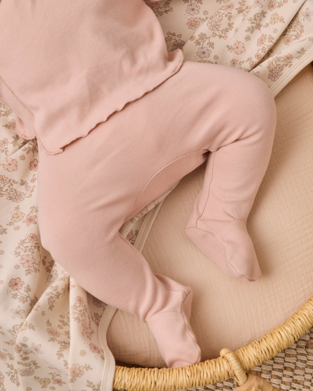 Quincy Mae Wrap Top + Footied Pant Set- Dusty Rose