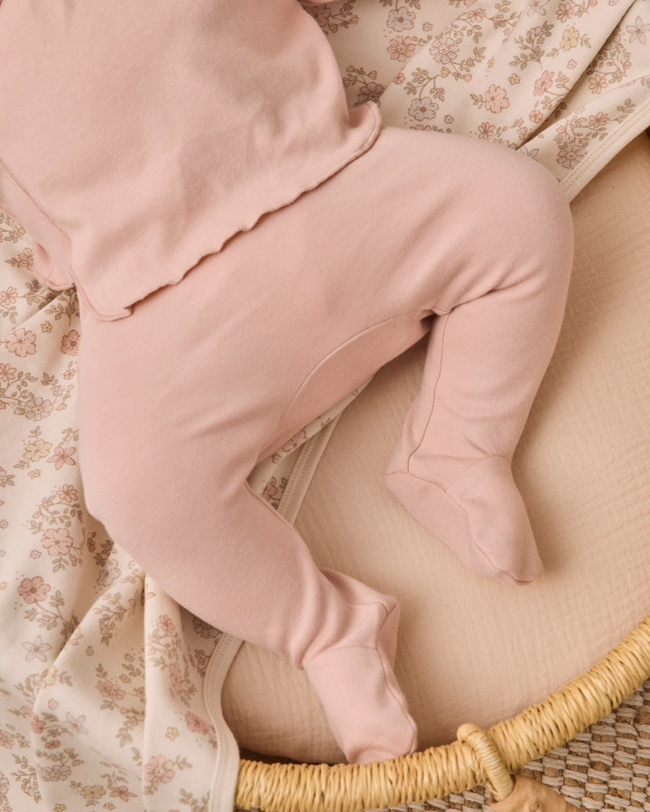 Quincy Mae Wrap Top + Footied Pant Set- Dusty Rose