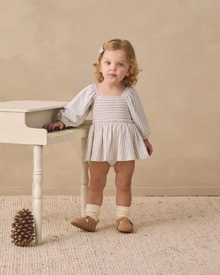 Quincy Mae Lainey Romper - Cloud Stripe