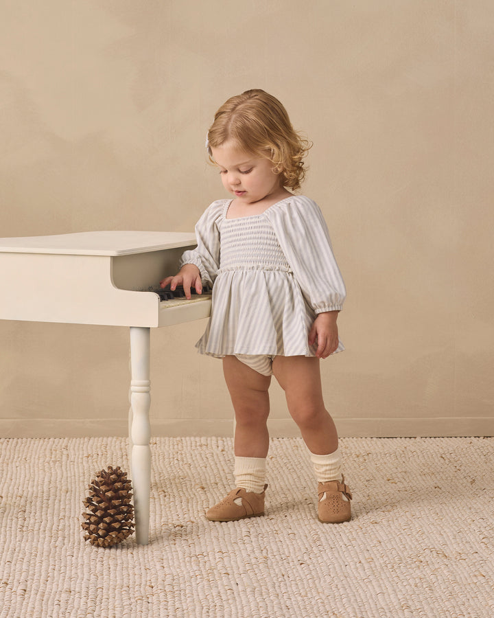 Quincy Mae Lainey Romper - Cloud Stripe
