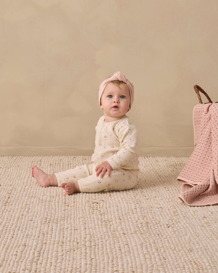 Quincy Mae Ribbed Baby Jumpsuit - Fall Ditsy