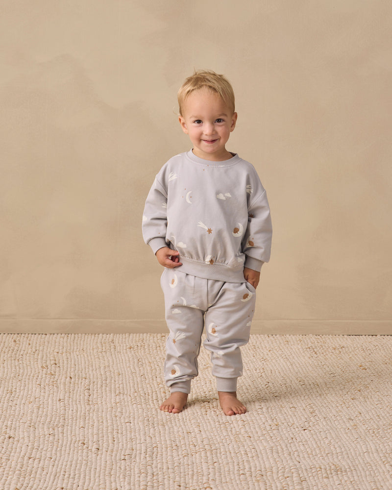 Quincy Mae Relaxed Sweatshirt + Sweatpants Set- Sky Friends