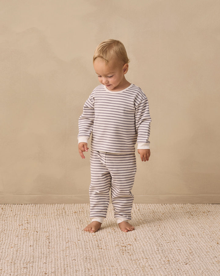 Quincy Mae Cozy Set - Slate Stripe