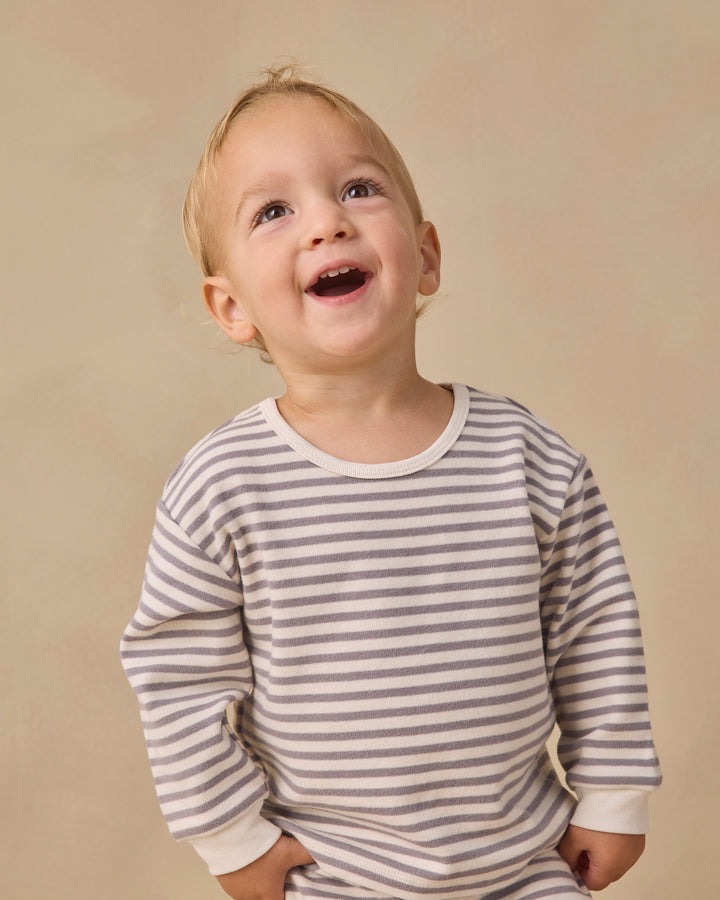Quincy Mae Cozy Set - Slate Stripe