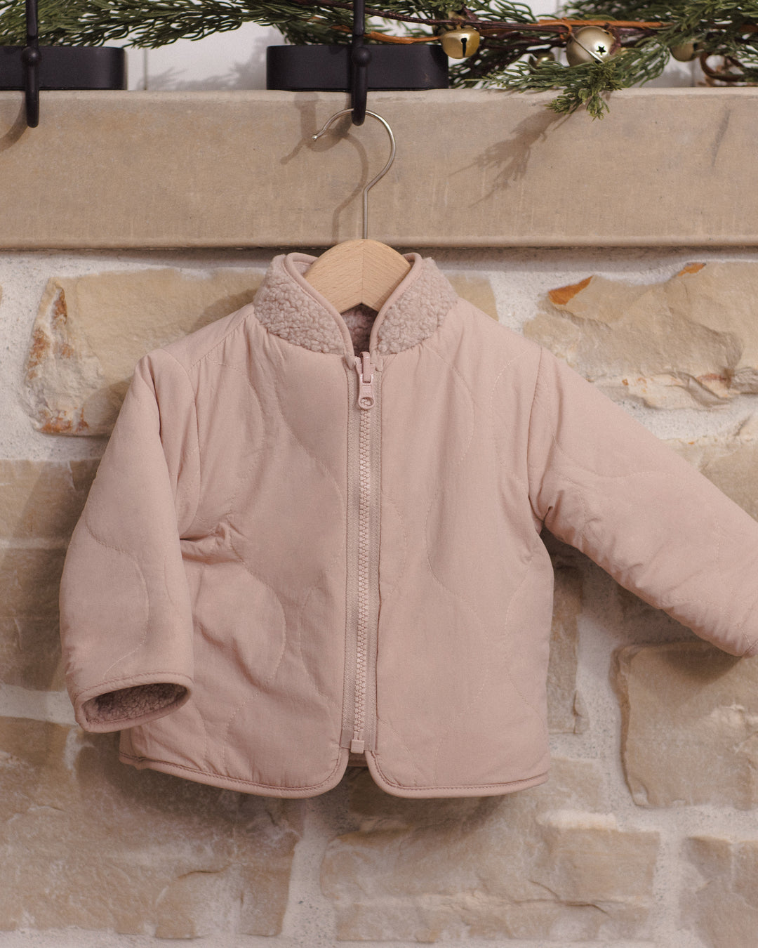 Quincy Mae Shearling Zip Jacket - Rose Water