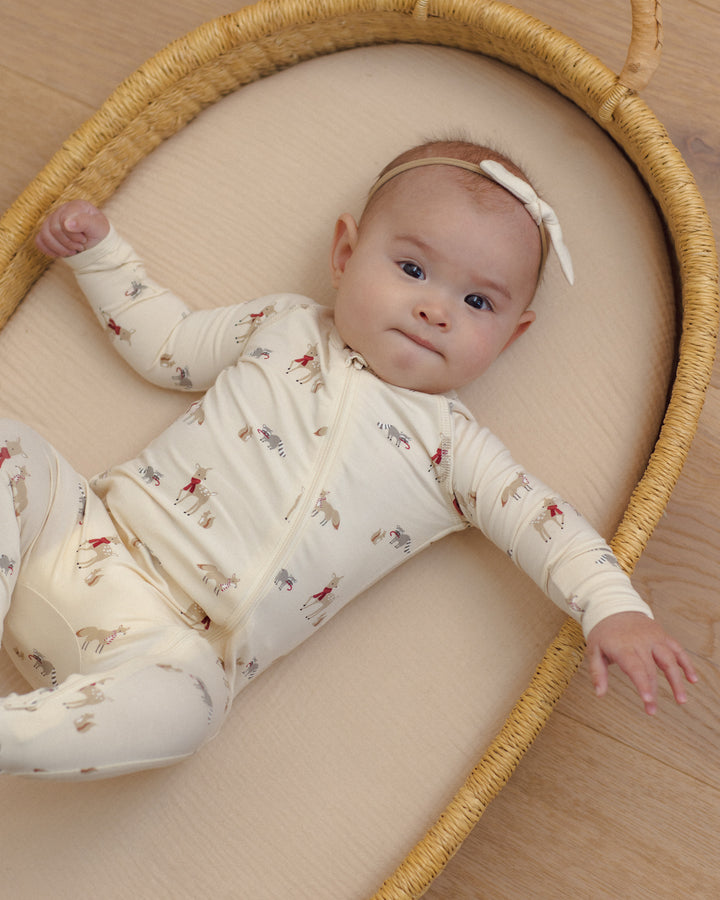 Quincy Mae Bamboo Zip Footie - Forest Friends