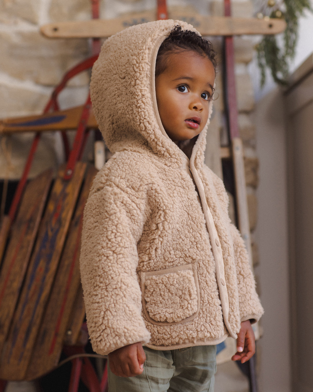 Quincy Mae Shearling Zip Jacket - Rose Water