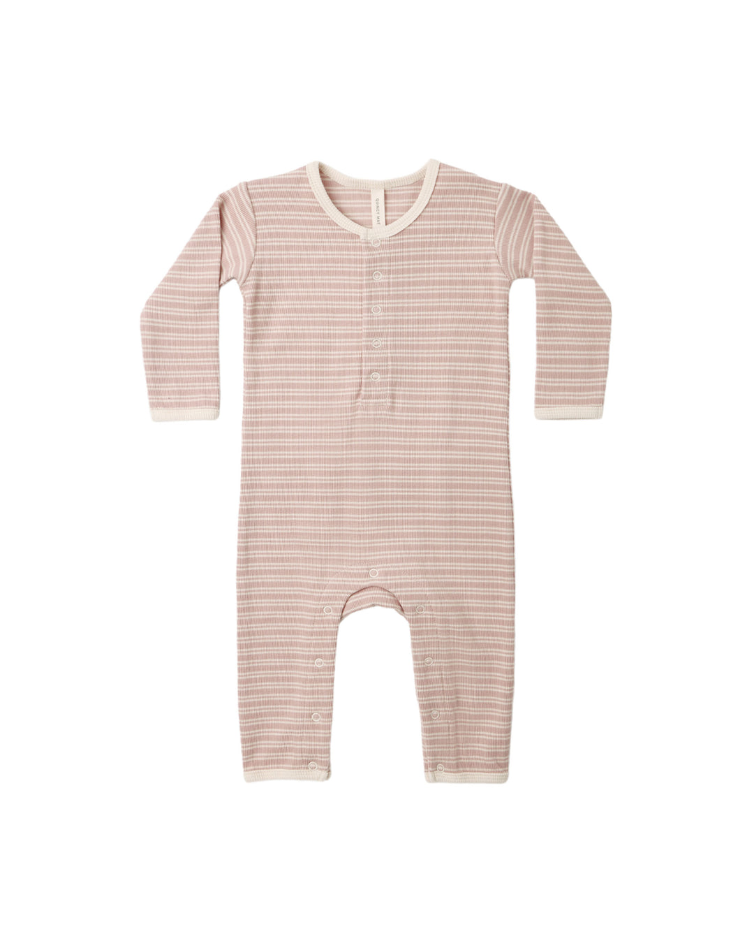 Quincy Mae Ribbed Baby Jumpsuit - Dusty Rose Microstripe