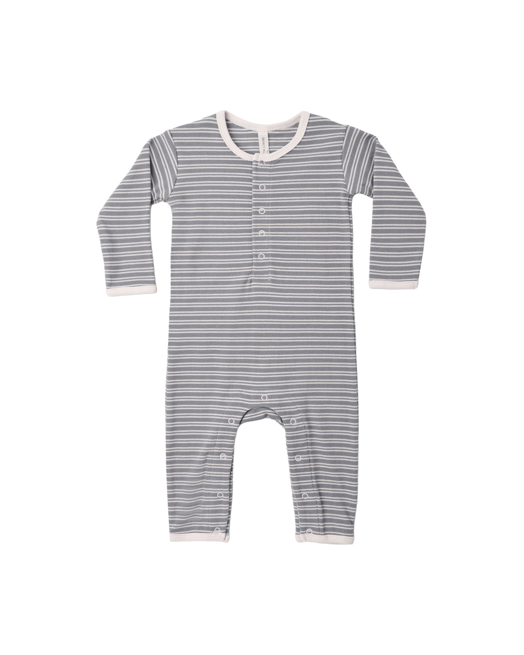 Quincy Mae Ribbed Baby Jumpsuit - Slate Microstripe