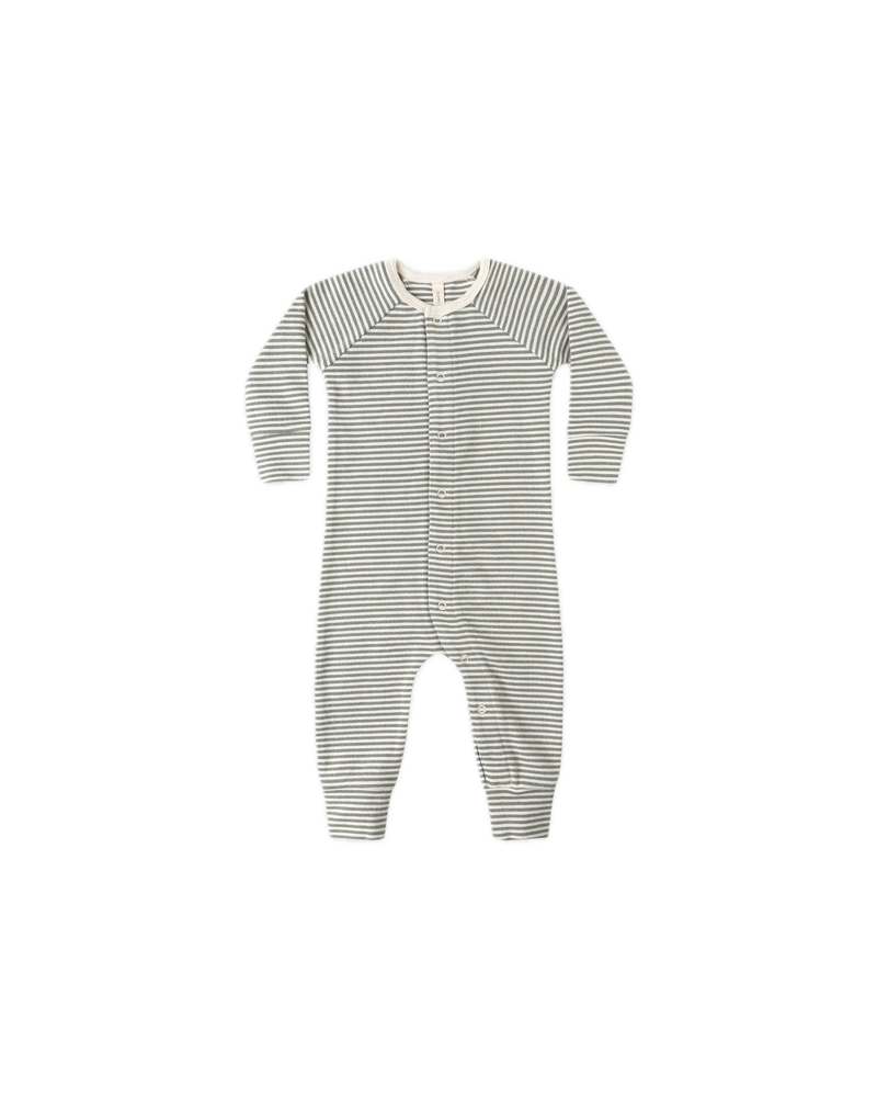 Quincy Mae Pointelle Long John - Forest Stripe
