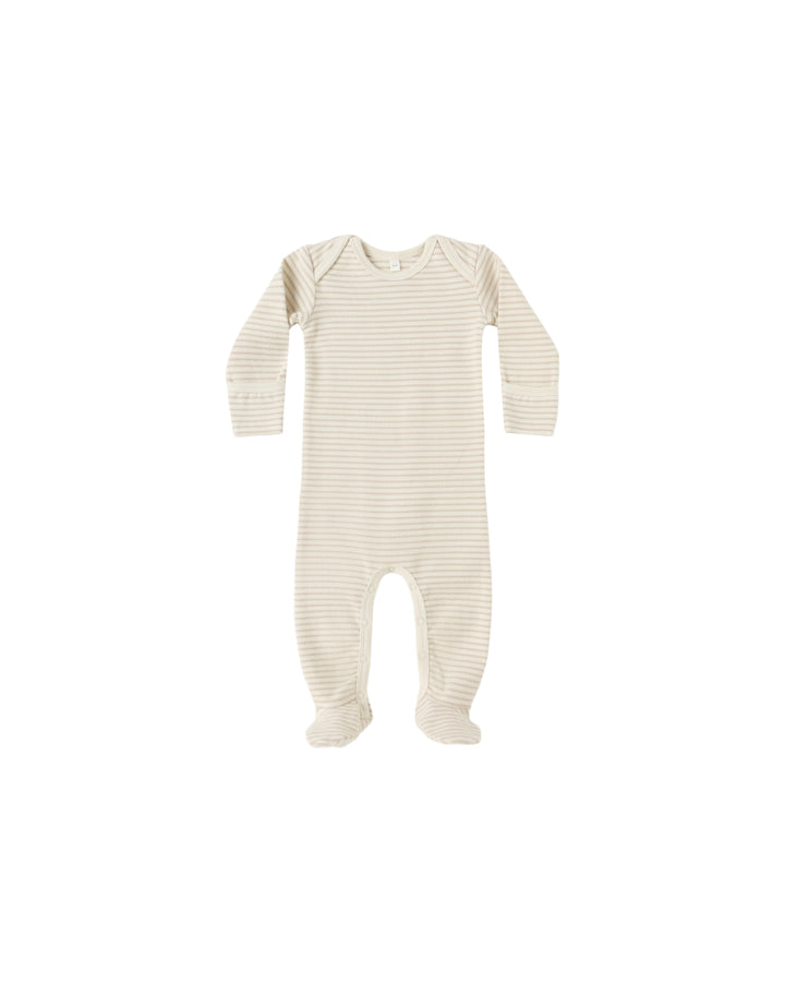 Quincy Mae Baby Footie - Oat Micro Stripe