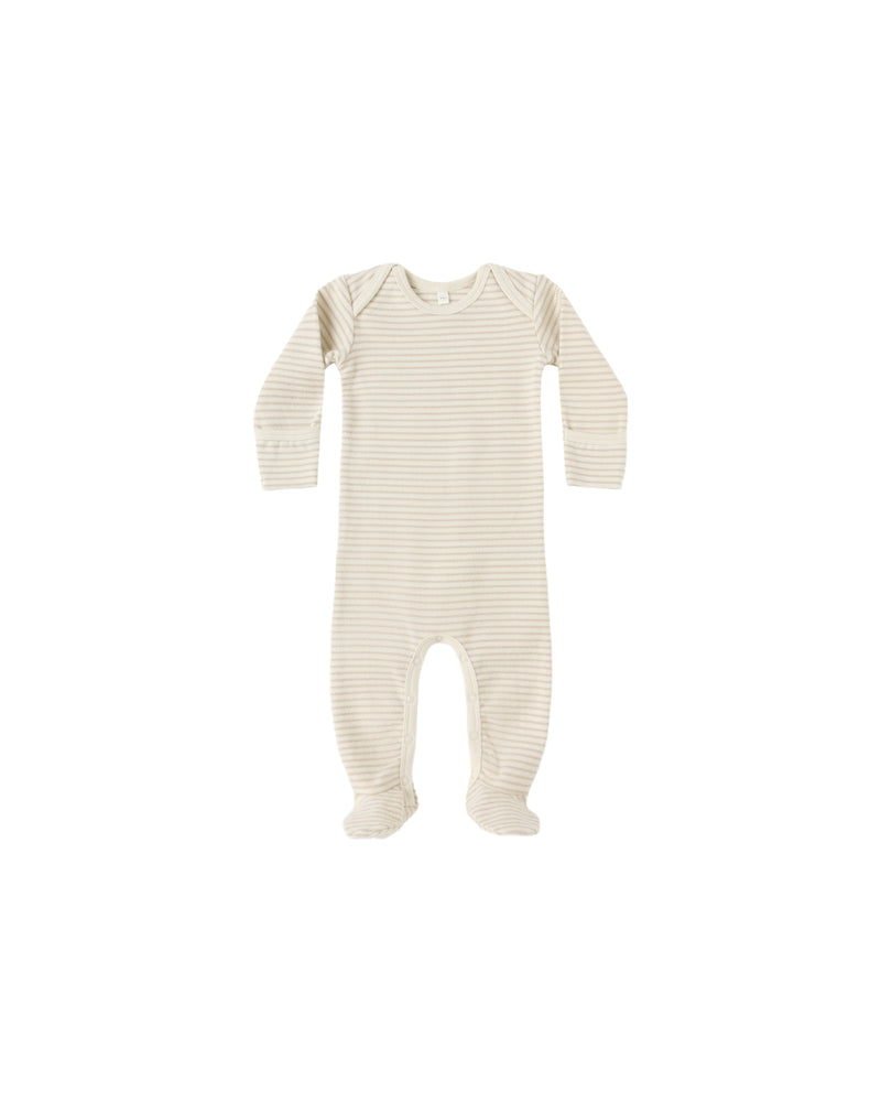 Quincy Mae Baby Footie - Oat Micro Stripe