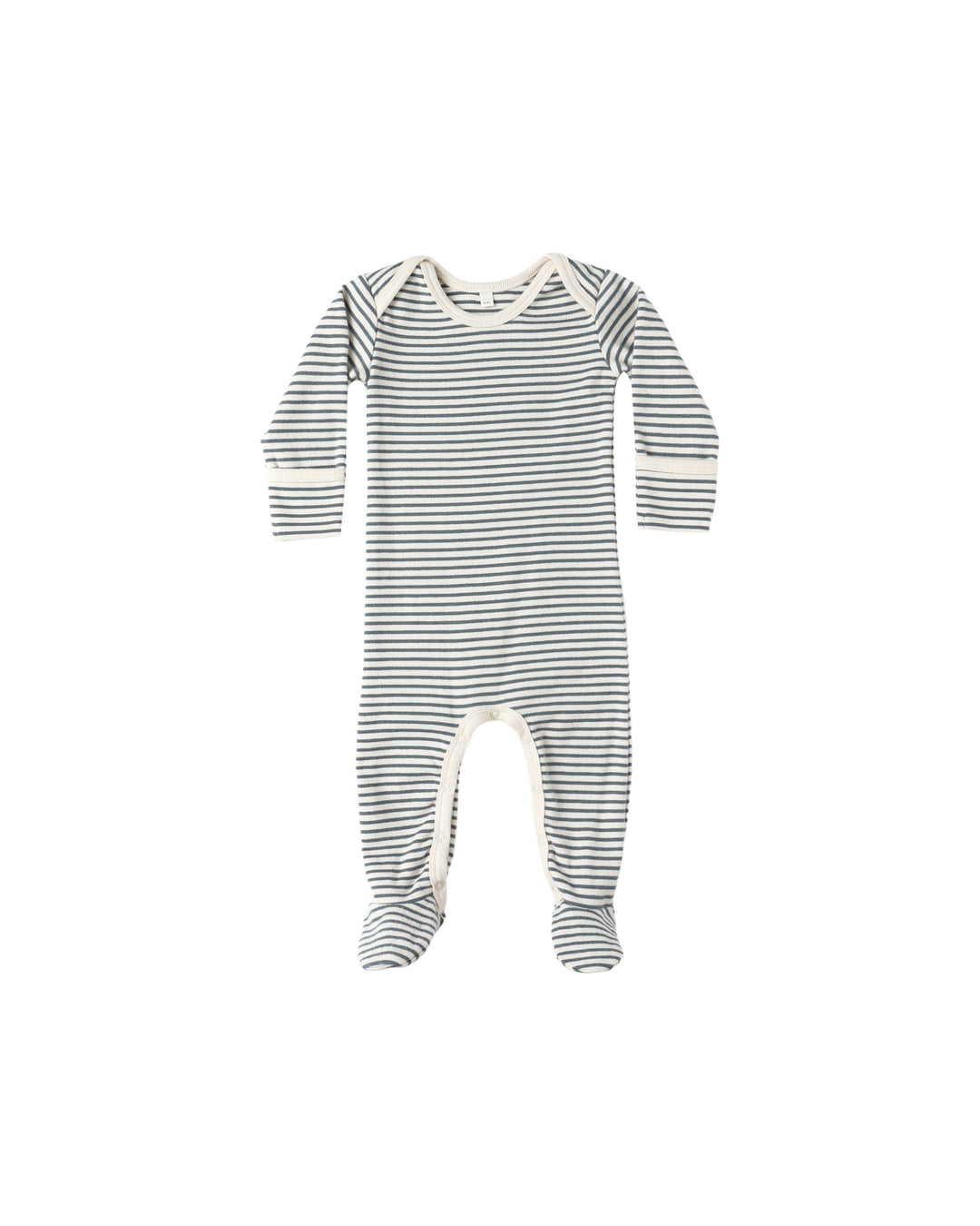 Quincy Mae Baby Footie - Ocean Micro Stripe