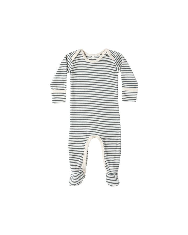 Quincy Mae Baby Footie - Ocean Micro Stripe