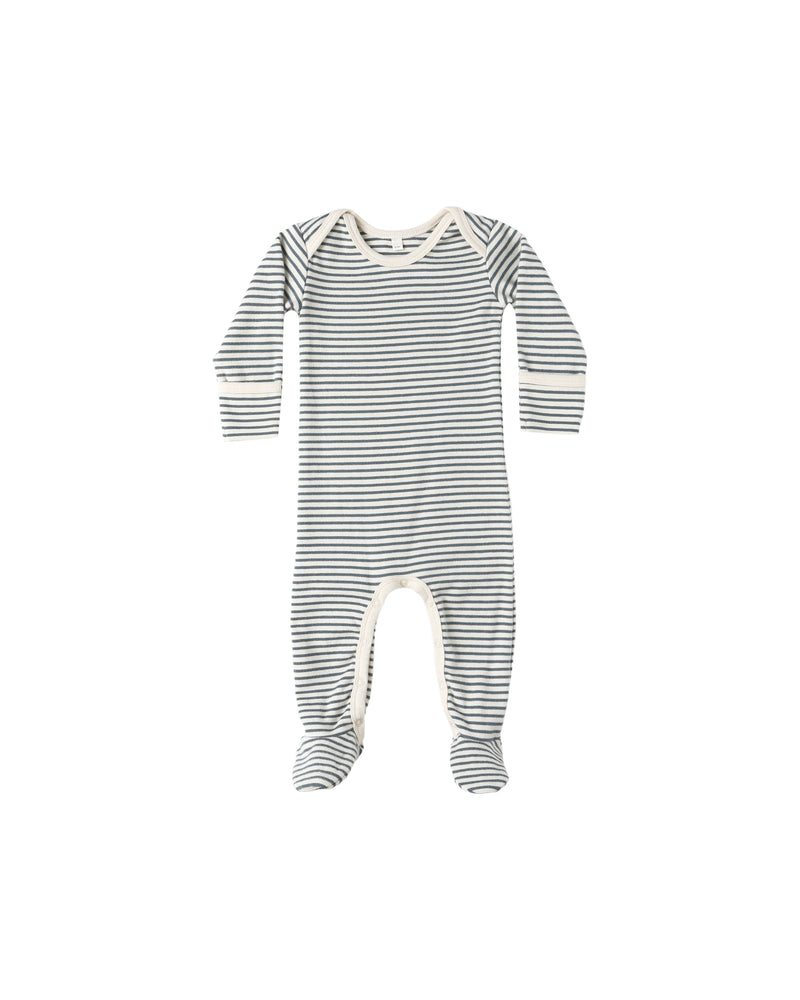 Quincy Mae Baby Footie - Ocean Micro Stripe
