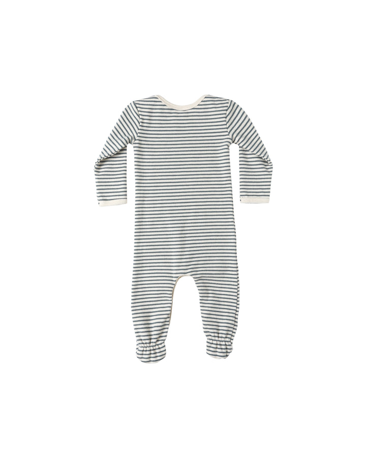 Quincy Mae Baby Footie - Ocean Micro Stripe