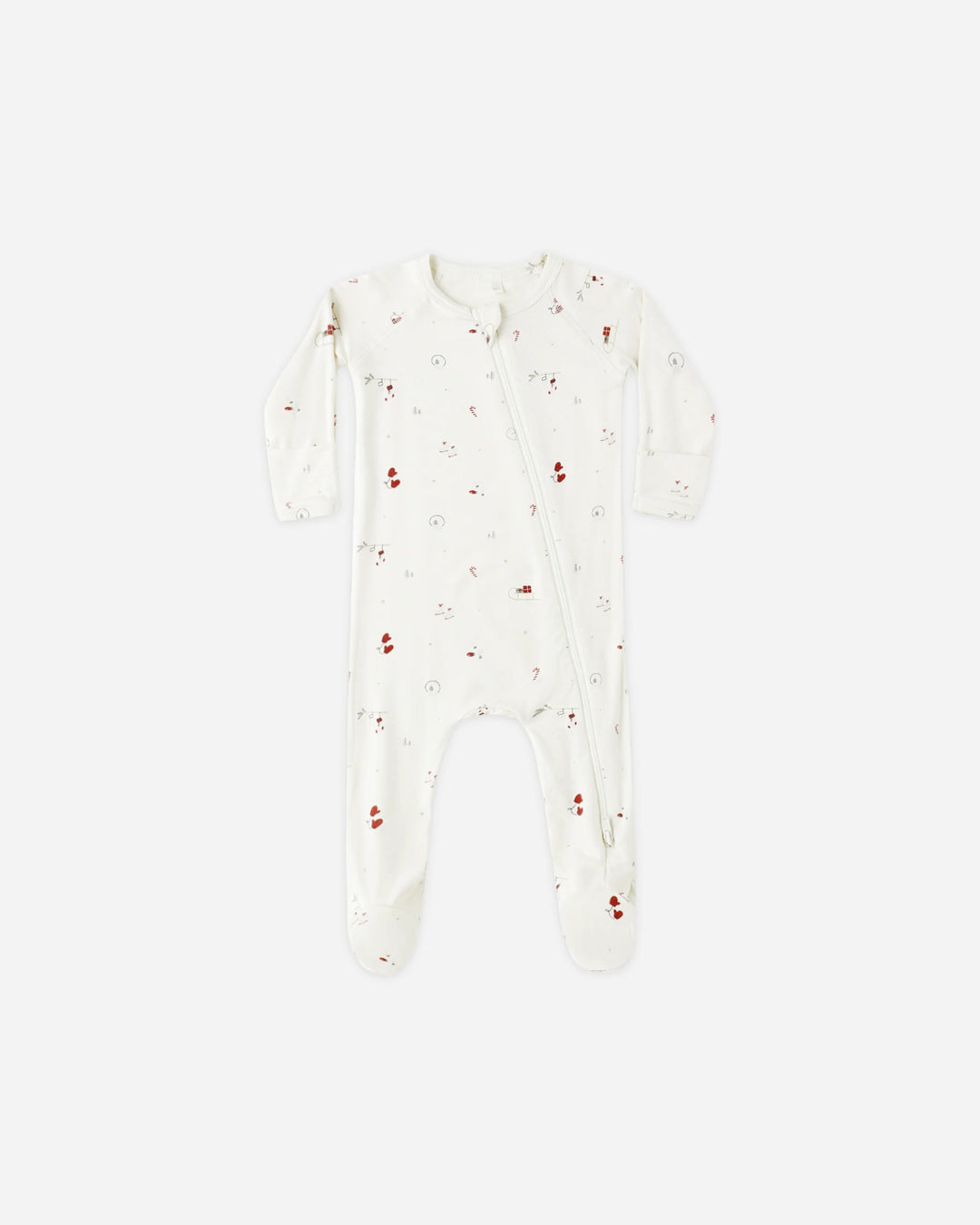 Quincy Mae Bamboo Zip Footie - Winter Wonderland