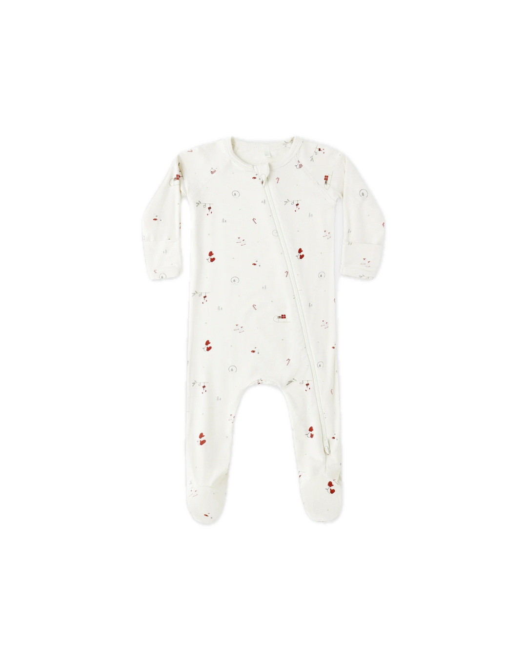 Quincy Mae Bamboo Zip Footie - Winter Wonderland