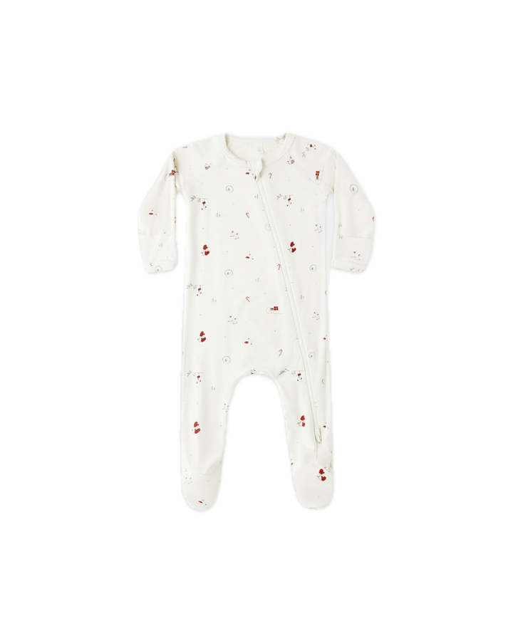 Quincy Mae Bamboo Zip Footie - Winter Wonderland