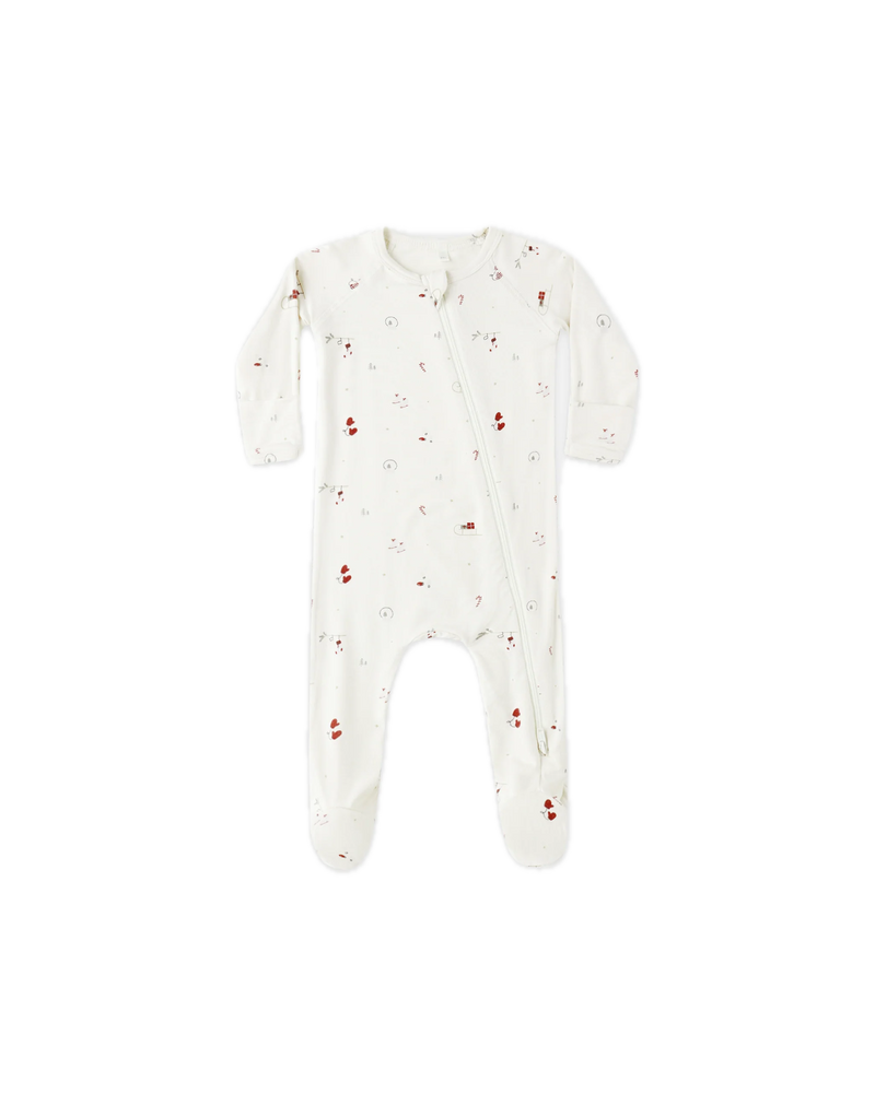 Quincy Mae Bamboo Zip Footie - Winter Wonderland