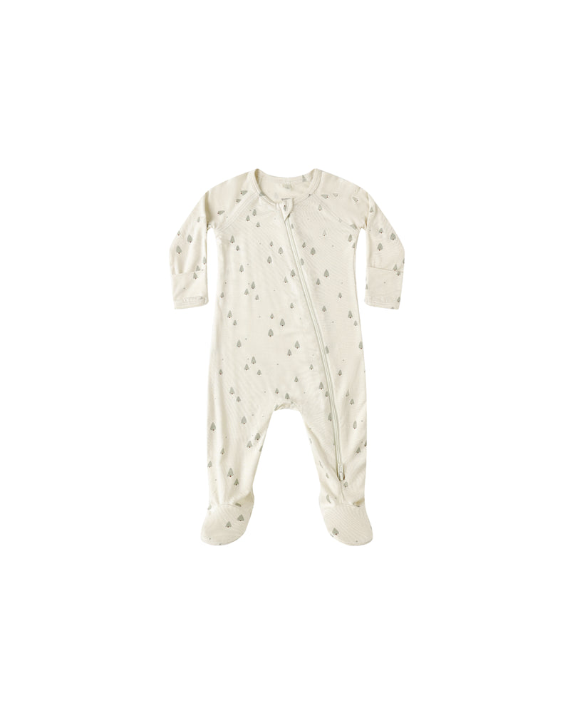 Quincy Mae Bamboo Zip Footie - Trees
