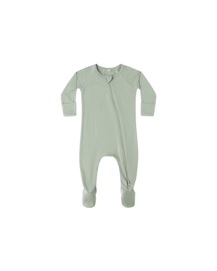 Quincy Mae Bamboo Zip Footie - Fern