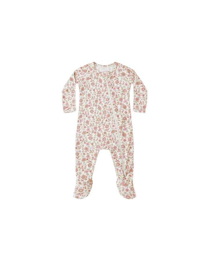Quincy Mae Bamboo Zip Footie - Bloom
