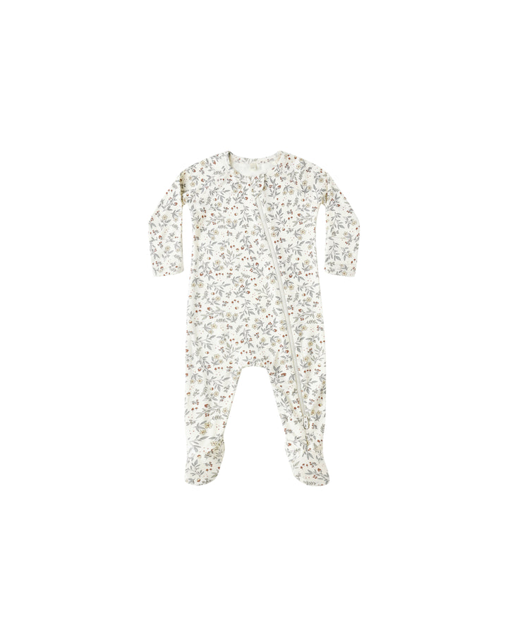 Quincy Mae Bamboo Zip Footie - Woodland