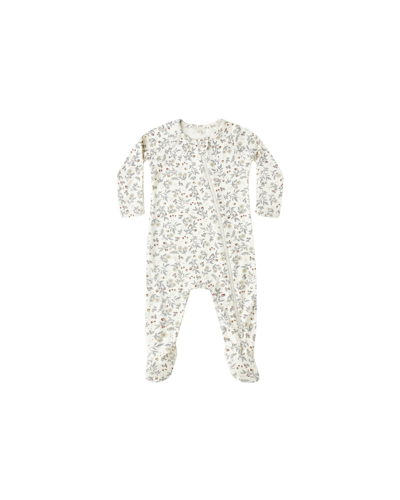 Quincy Mae Bamboo Zip Footie - Woodland