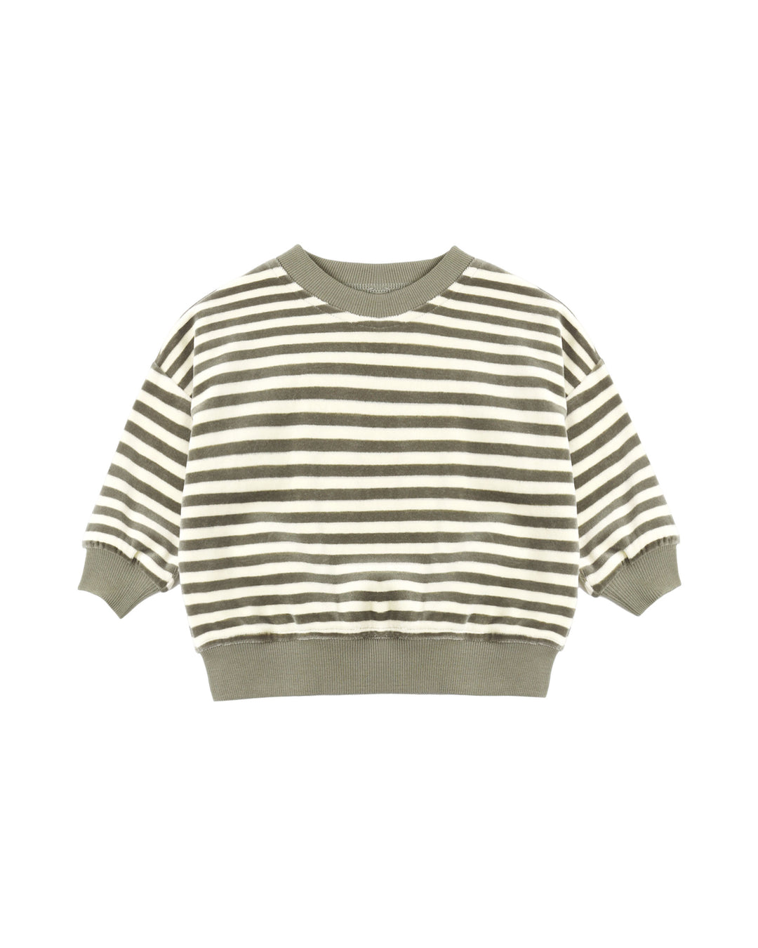 Quincy Mae Velour Relaxed Sweatshirt - Spruce Stripe