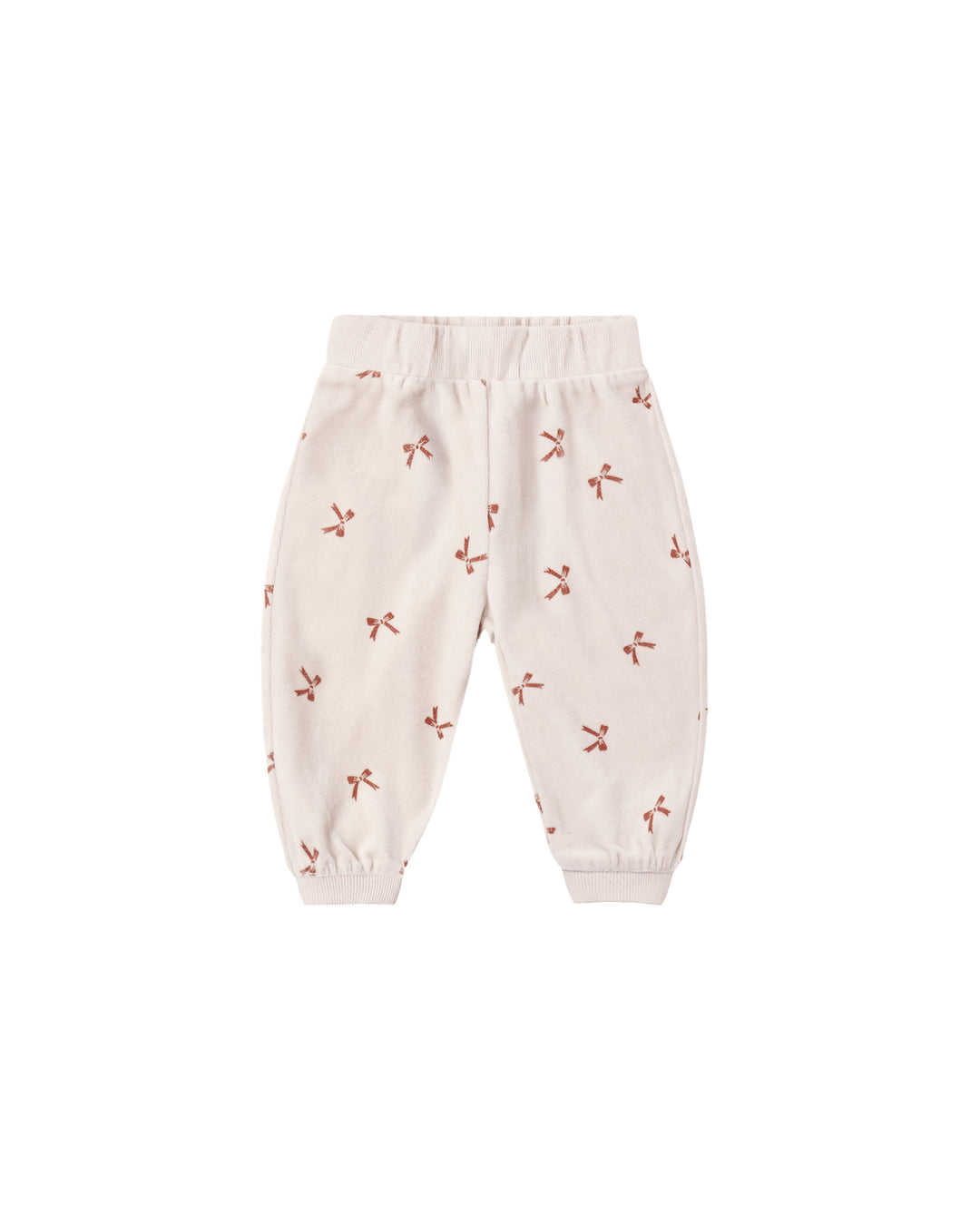 Quincy Mae Velour Relaxed Sweatpants - Red Bows