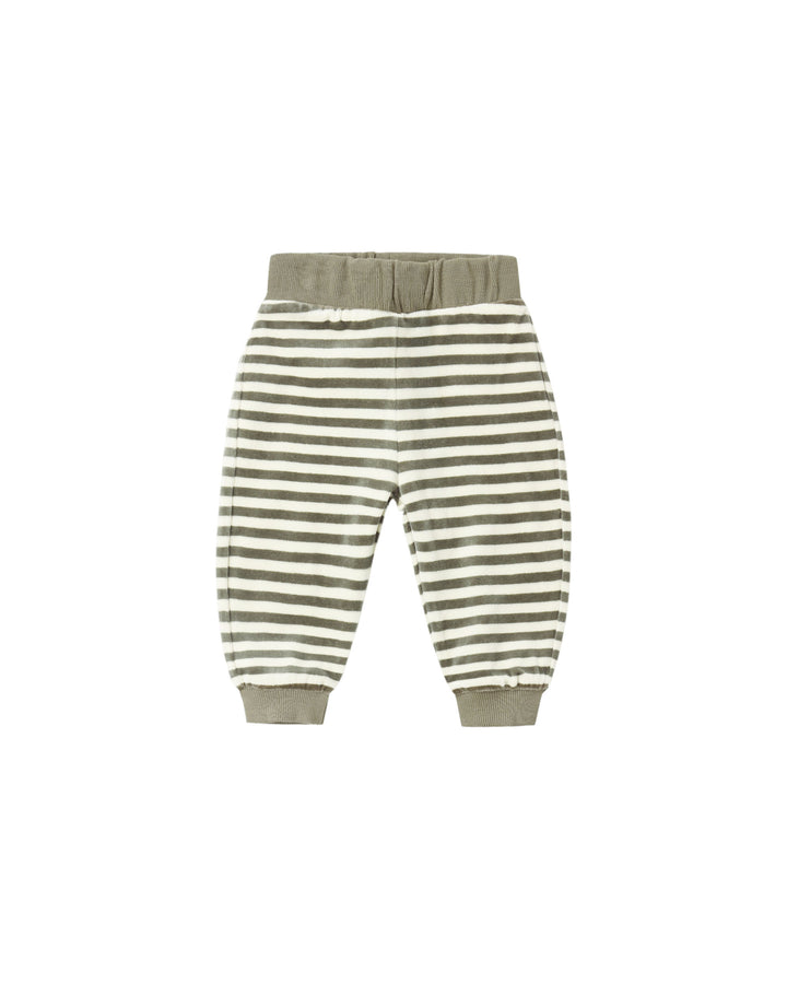 Quincy Mae Velour Relaxed Sweatpants - Spruce Stripe
