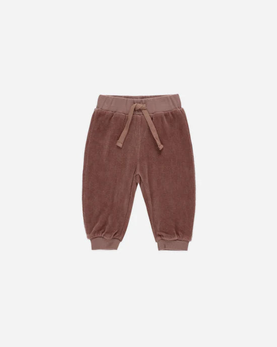 Quincy Mae Velour Relaxed Sweatshirt + Sweatpants Set - Cranberry