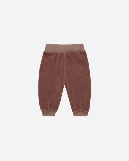 Quincy Mae Velour Relaxed Sweatshirt + Sweatpants Set - Cranberry