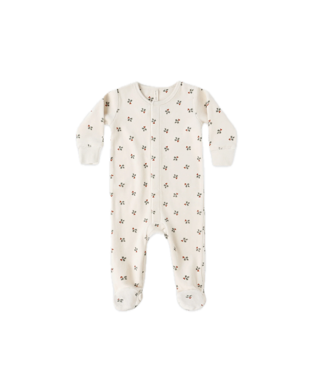 Quincy Mae Hidden Snap Footie - Holly Berry