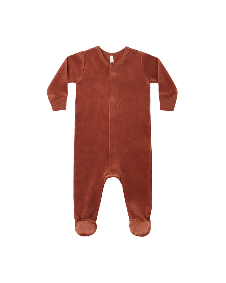 Quincy Mae Hidden Snap Footie - Redwood