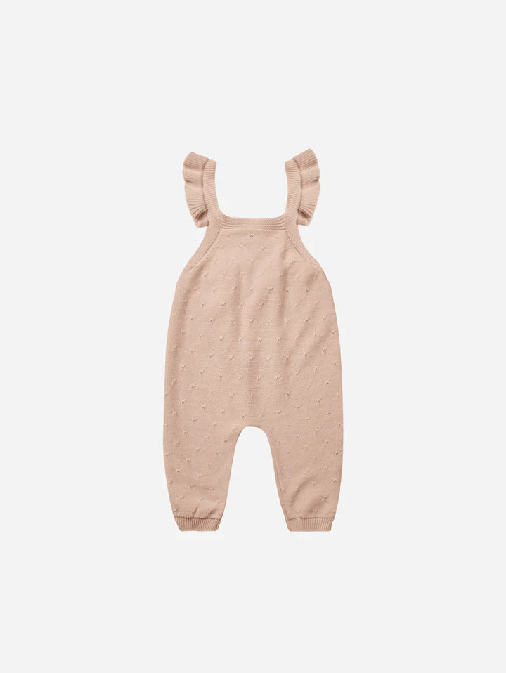 Quincy Mae Pointelle Knit Overalls - Blush