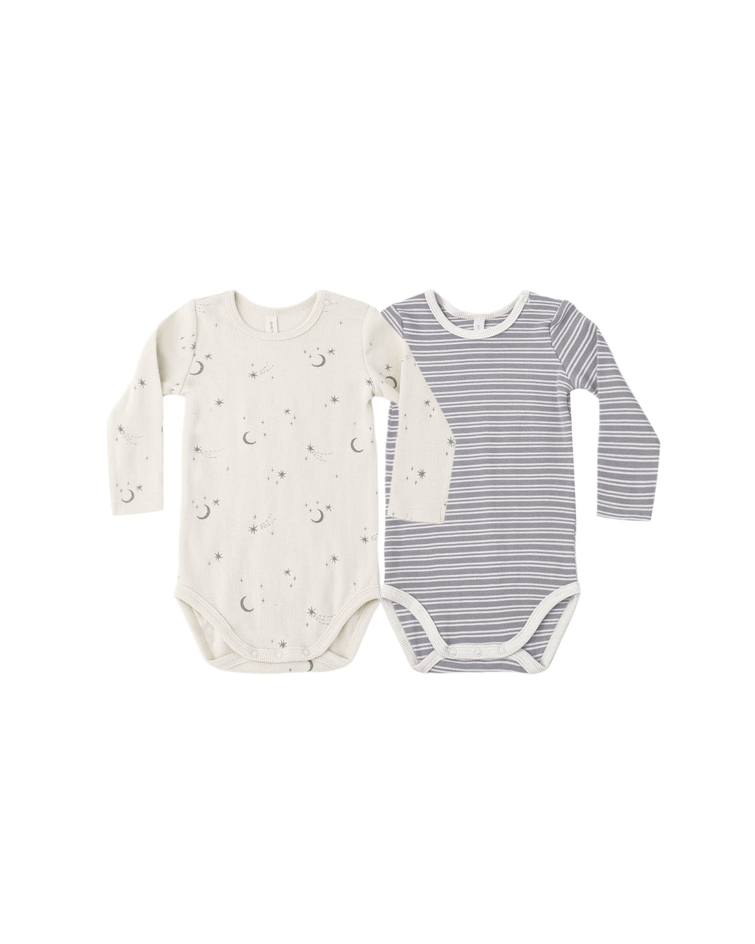 Quincy Mae Ribbed Bodysuit 2 Pack - Slate Microstripe, Celestial