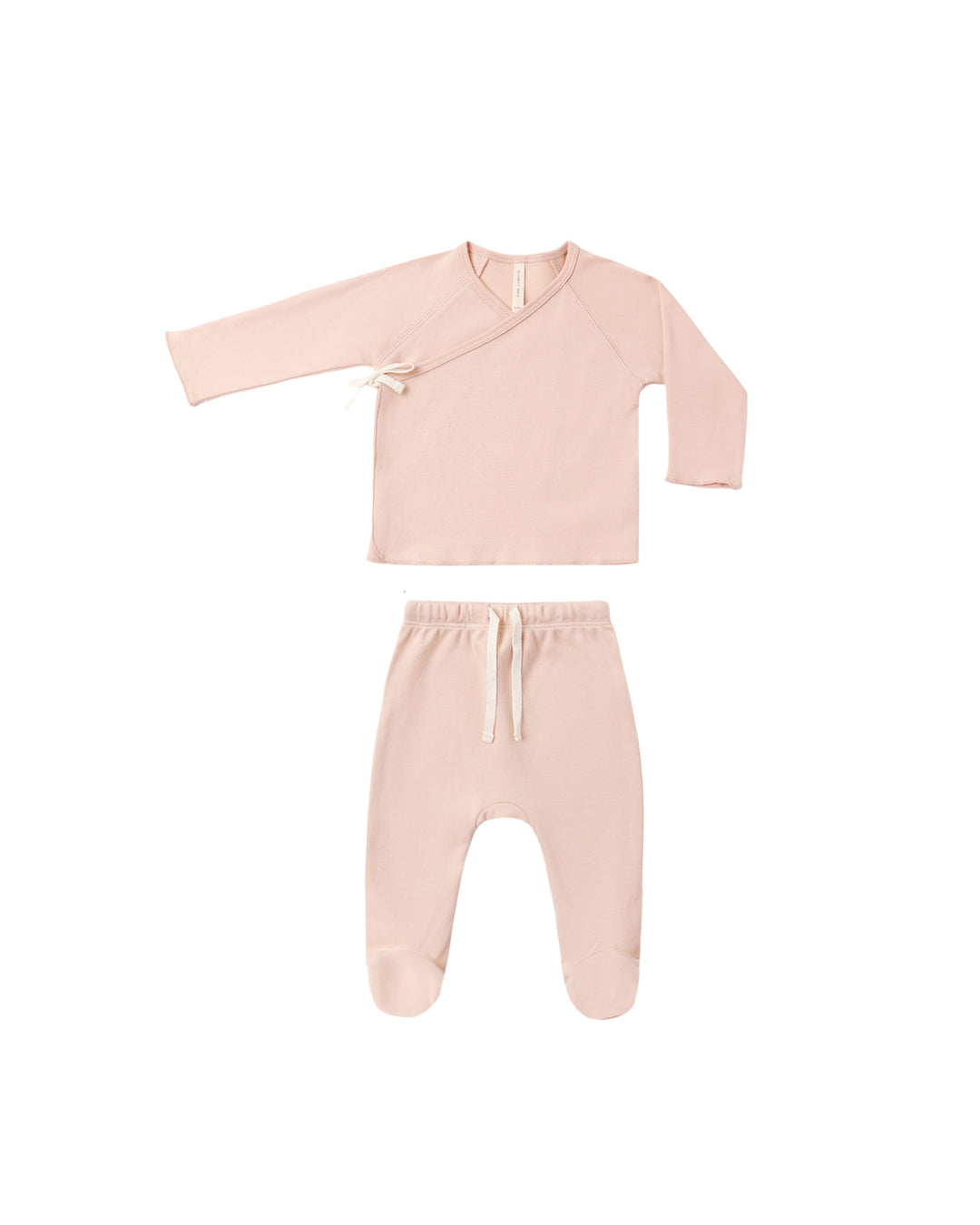 Quincy Mae Wrap Top + Footied Pant Set- Dusty Rose