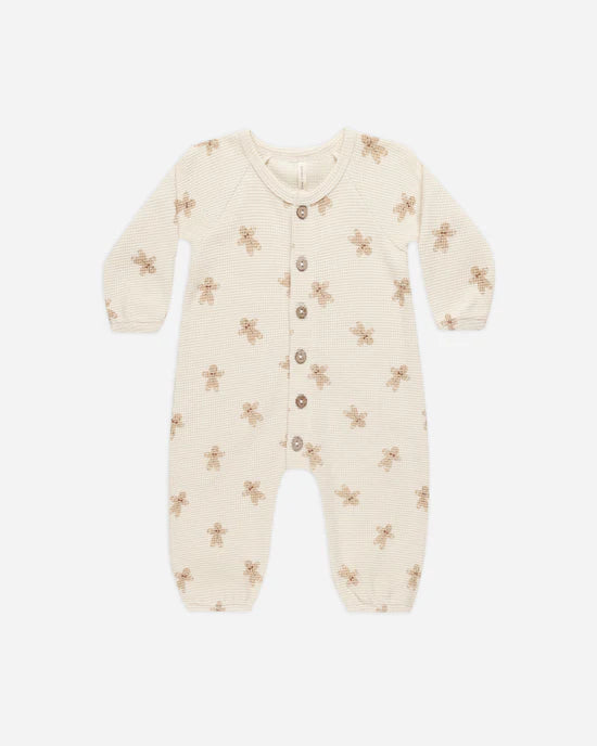 Quincy Mae Waffle Long Sleeve Jumpsuit - Gingerbread