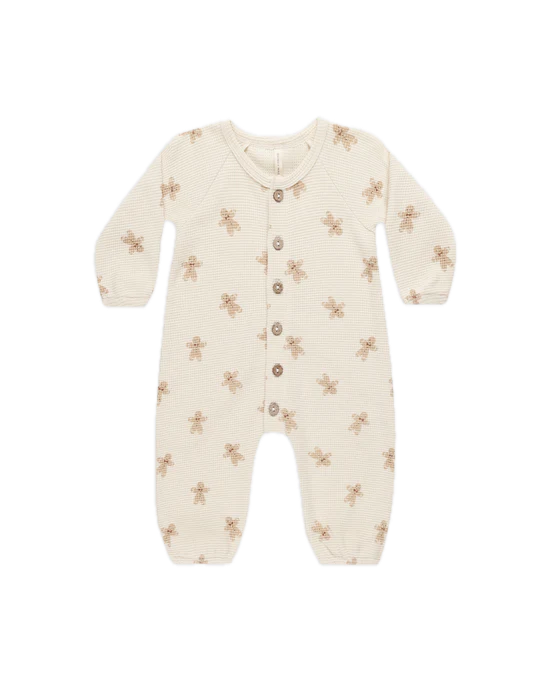 Quincy Mae Waffle Long Sleeve Jumpsuit - Gingerbread