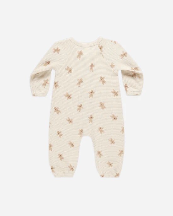 Quincy Mae Waffle Long Sleeve Jumpsuit - Gingerbread