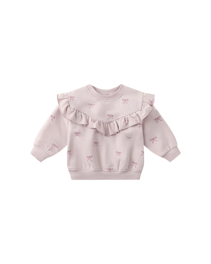 Quincy Mae Ruffle Fleece Sweatshirt - Bows