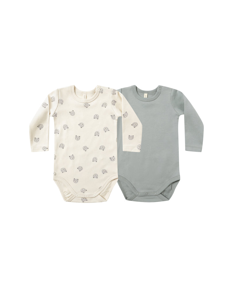 Quincy Mae Jersey Bodysuit, 2 Pack - Bears, Steel Blue