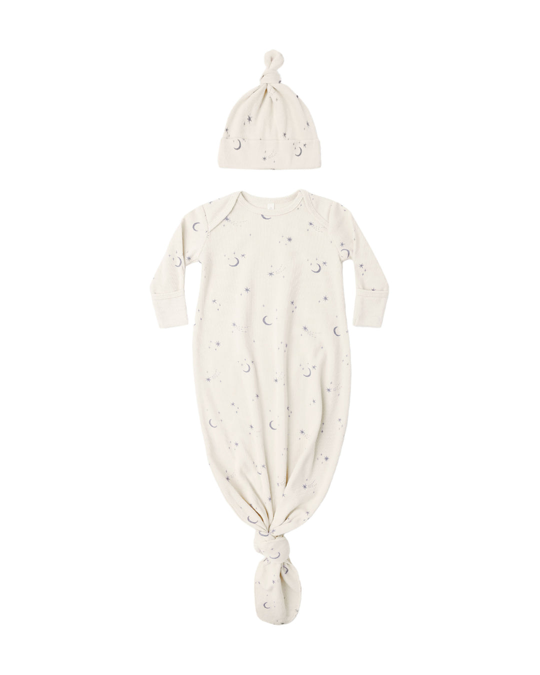 Quincy Mae Knotted  Baby Gown + Hat Set - Celestial